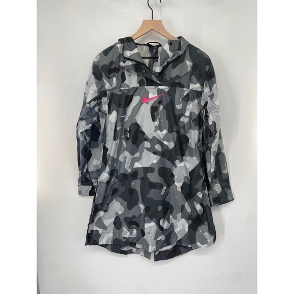 NIKE SPORTWEAR PINK SWOOSH GRAY CAMO LIGHTWEIGT WINDBREAKER JACKER SIZE XS - Picture 1 of 7